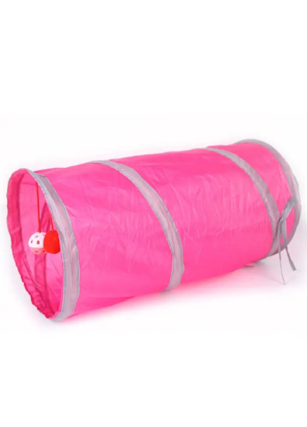 Складаний ігровий тунель з підвісними іграшками-кульками для котів будь-яких порід 45×25 см (481230-Prob) Рожевий Unbranded (357588581)