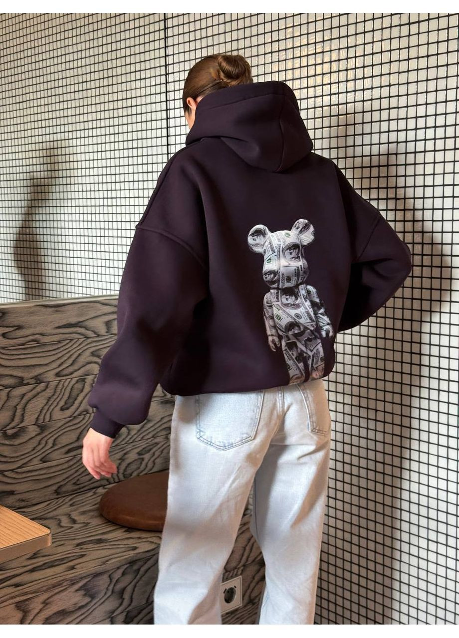 Тепле худі оверсайз з принтом на флісі MonCher (364864198)
