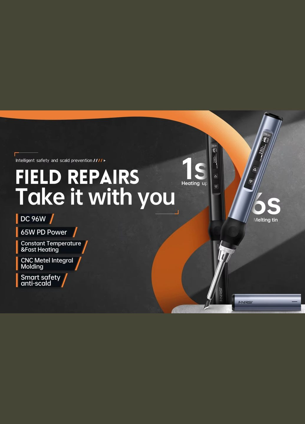 Портативный паяльник с дисплеем HS-01 65w Type-C Fnirsi (326024602)