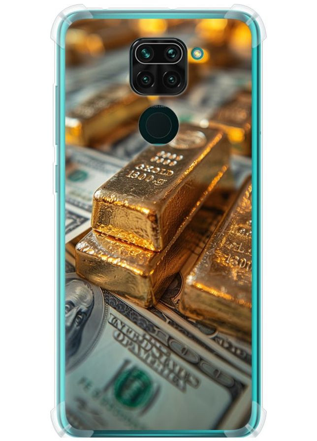 Силикон с усиленными углами чехол 'Слитки и доллары' для Endorphone Xiaomi Redmi Note 9 (291128634)