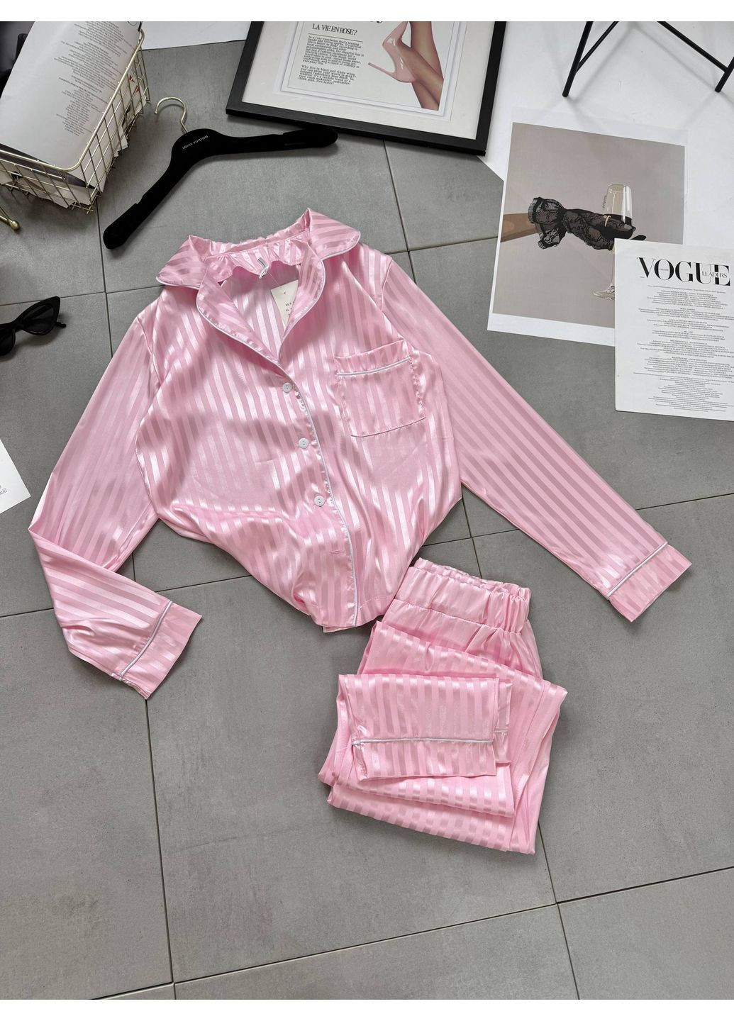 Рожева всесезон жіноча шовкова піжама сорочка + брюки Asi.Store.ua