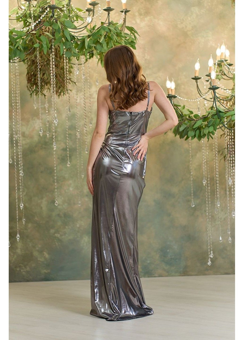 Черное праздничный, вечернее вечернее платье макси зеркало 25021 графитовое силуэтная Tanita-Romario