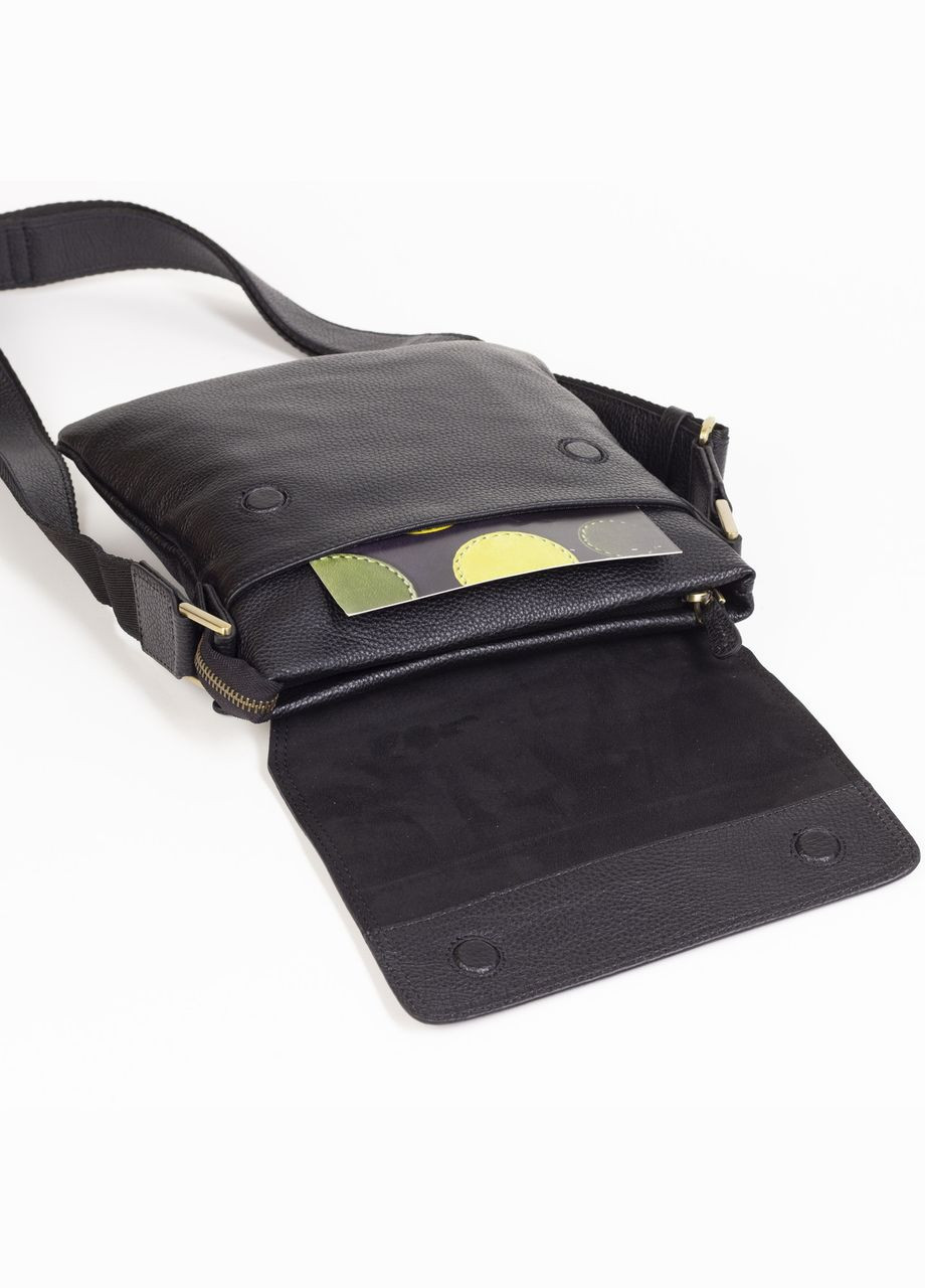 Мужская сумка из натуральной кожи 0516-45 черная через плечо Karya (334303137)