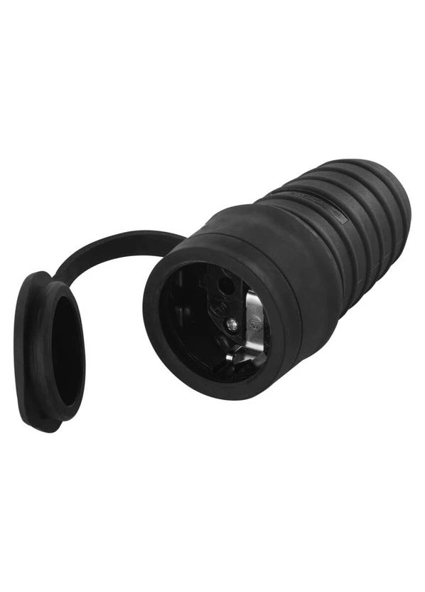 Розетка гумова IP44 чорна шуко P0049 Emos (400137169)