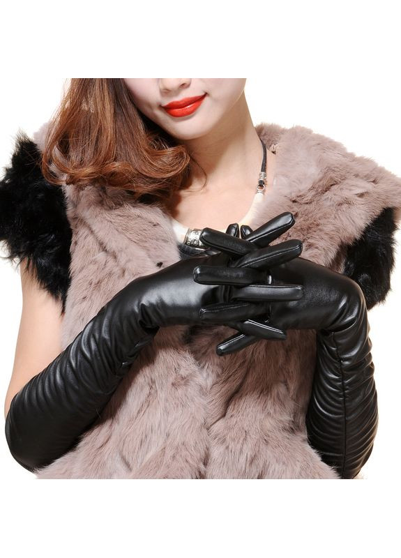 Рукавички високі жіночі із екошкіри чорний Jannet Рукавички (324621057)