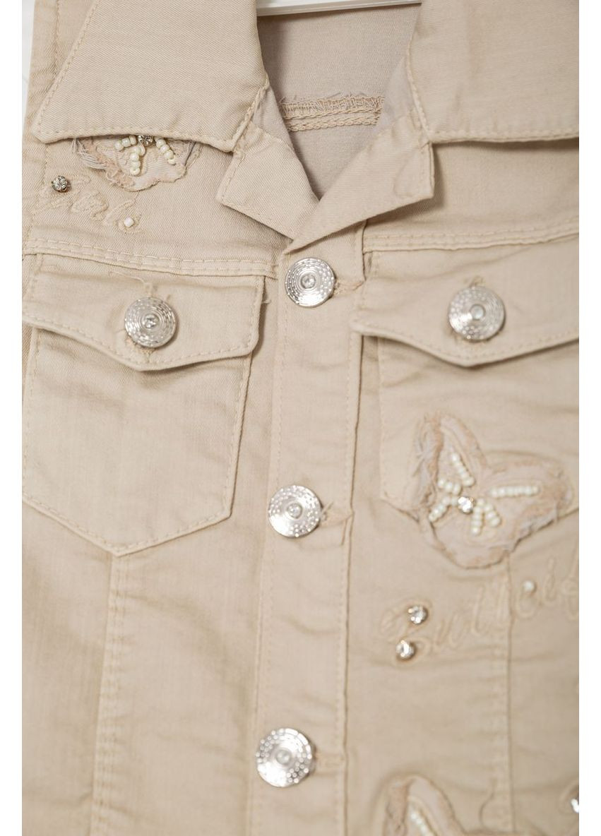 Темно-бежевая демисезонная детская жилетка для девочек, 247r10028 Ager