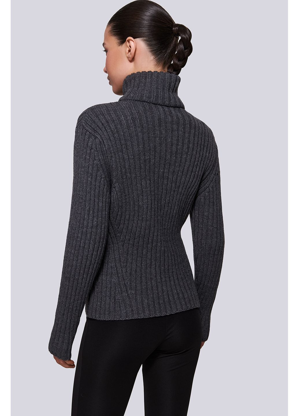 Темно-сірий демісезонний светр на блискавці 7008 Papaya