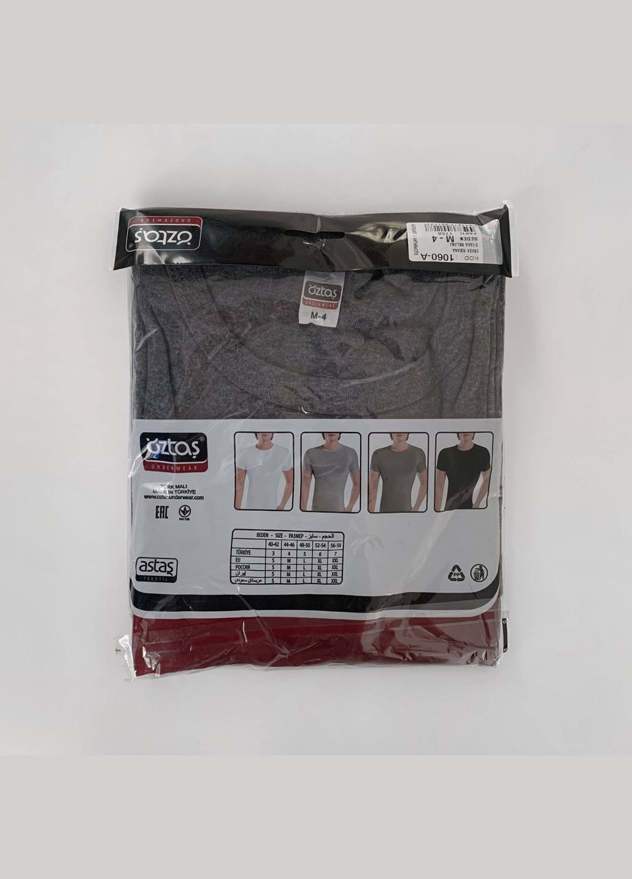 Темно-сіра футболка чоловіча антрацит рібана з коротким рукавом Oztas