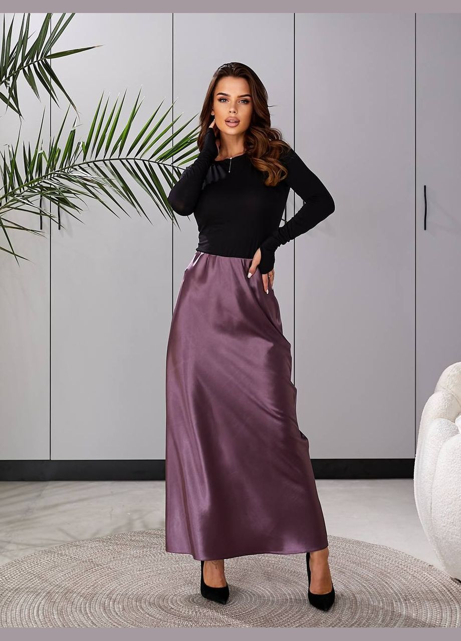 Сливовая праздничный, коктейльный, офисная, повседневная, кэжуал, вечерний элегантная атласная юбка на резинке No Brand