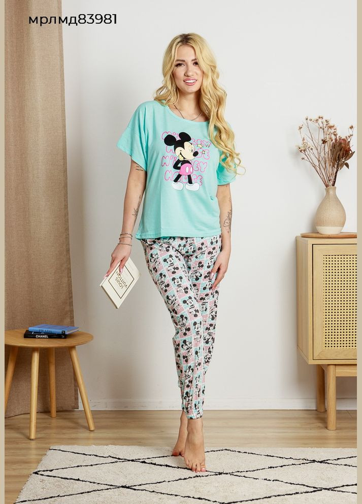 Прозрачный женский комплект брюки и футболка Marilynmod