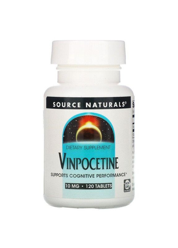 Винпоцетин 10 мг Vinpocetine для улучшения памяти внимания здоровья мозга 120 таблеток Source Naturals (263517354)