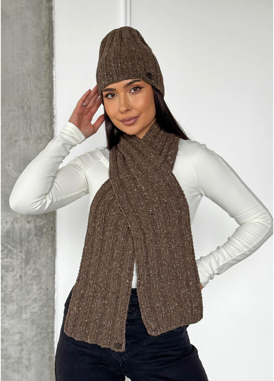 Женский демисезонный комплект – шапка и шарф INNOE Комплект шапка та шарф (369717149)