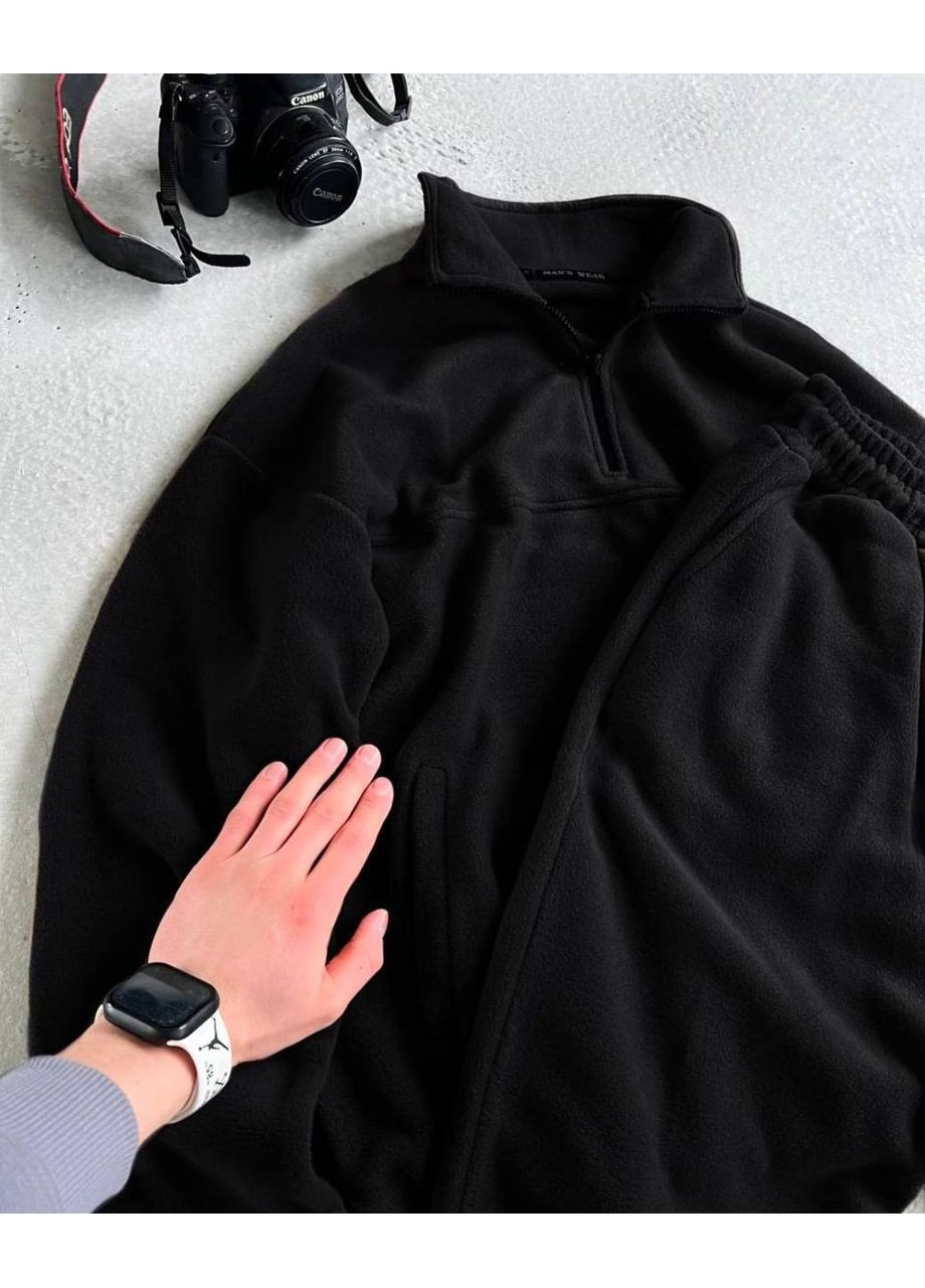 Черный костюм теплый турецкая ткань молния полар,двусторонний флис,штаны и кофта Україна