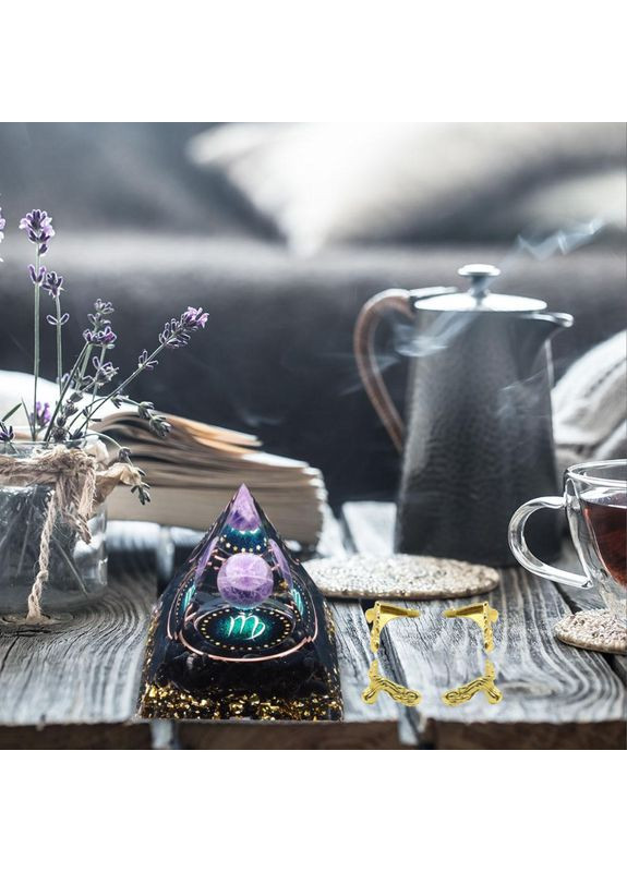 Органитовая энергетическая пирамида с натуральным аметистом природными кристалами Рейки Чакра Медитация No Brand (292260421)