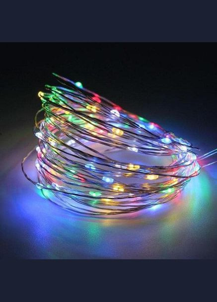 Гирлянда светодиодная, новогодняя "Роса", 100 LED, 10м, разноцветная, прозрачный провод Xatynka (269266225)