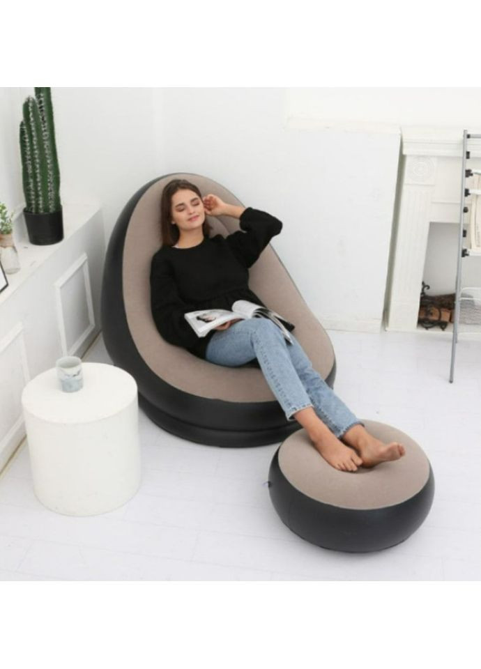 Надувной диван-кресло с пуфиком для ног No Brand (353395842)