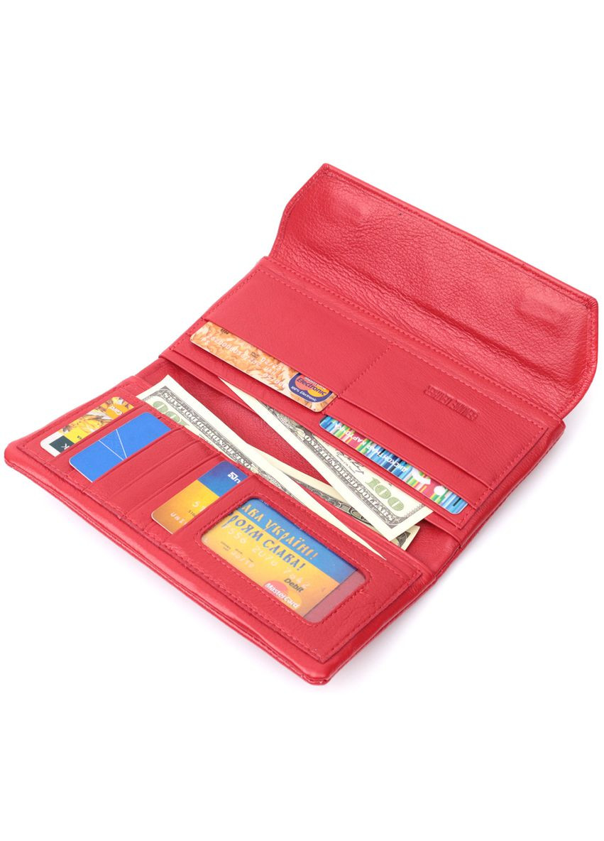 Портмоне для жінок з блоком для карт з натуральної шкіри 22699 Червоний st leather (329146517)