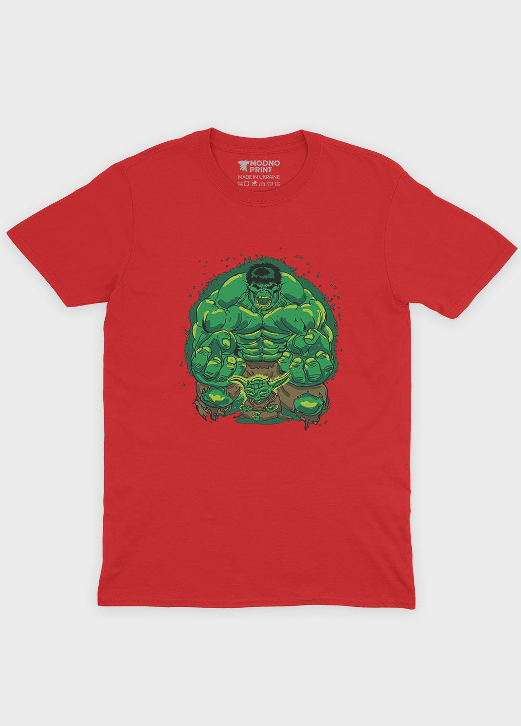 Красная демисезонная футболка для мальчика с принтом супергероя - халк (ts001-1-sre-006-018-003-b) Modno