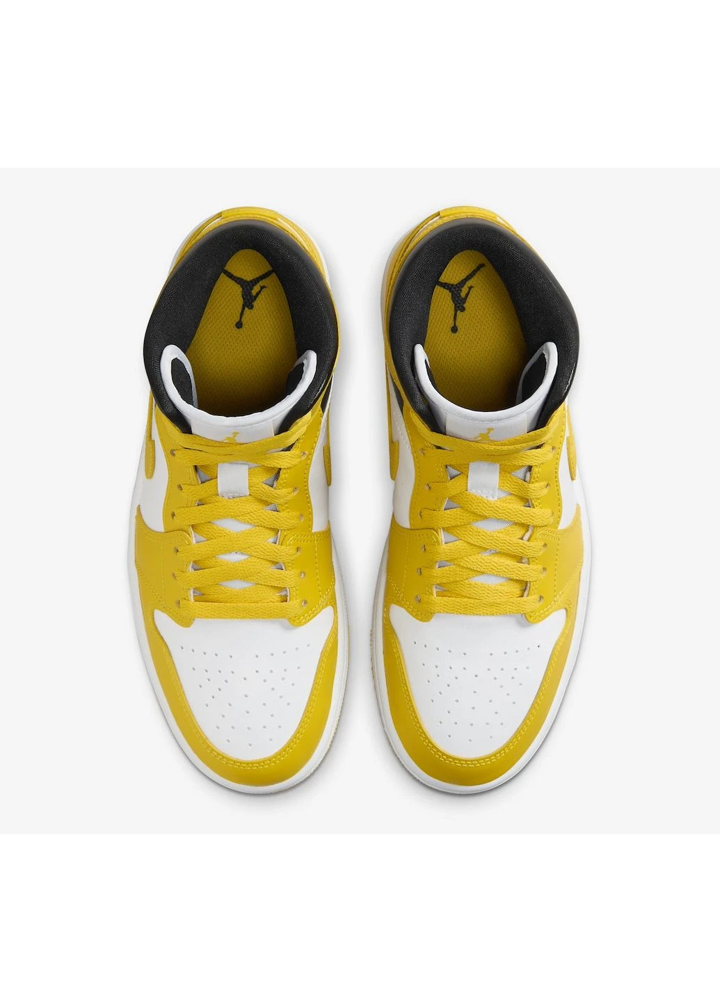 Кроссовки 1 Mid Yellow/White BQ6472-170 Air Jordan комбинированные демисезоны (399362230)
