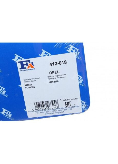 Прокладка коллектора выпускного Opel Astra J/H/Vectra C 412-018 UA63 FA1 (366209030)