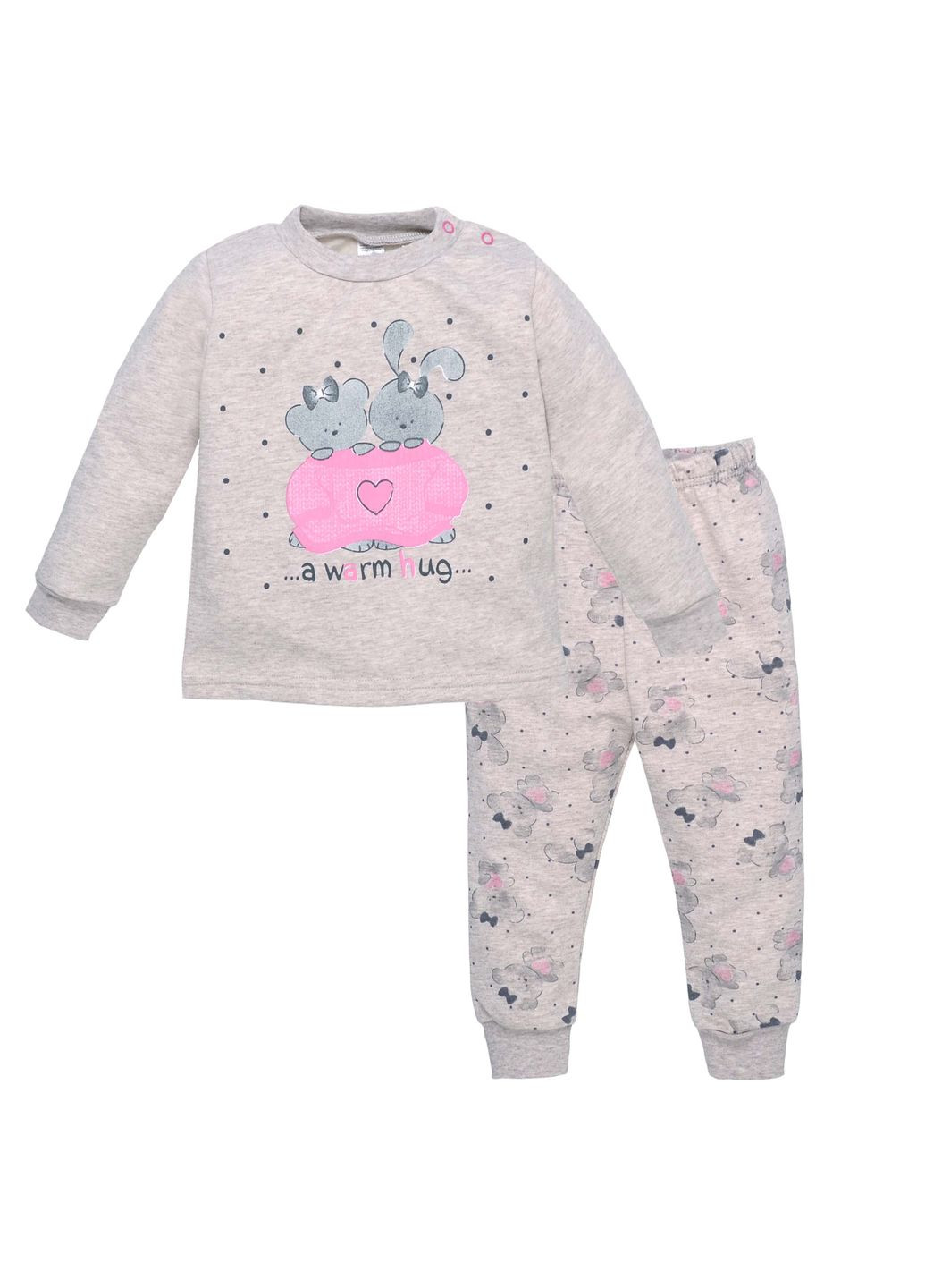 Бежевая зимняя пижама детская татошка - удобная и стильная кофта + брюки JUGO 0102302змш