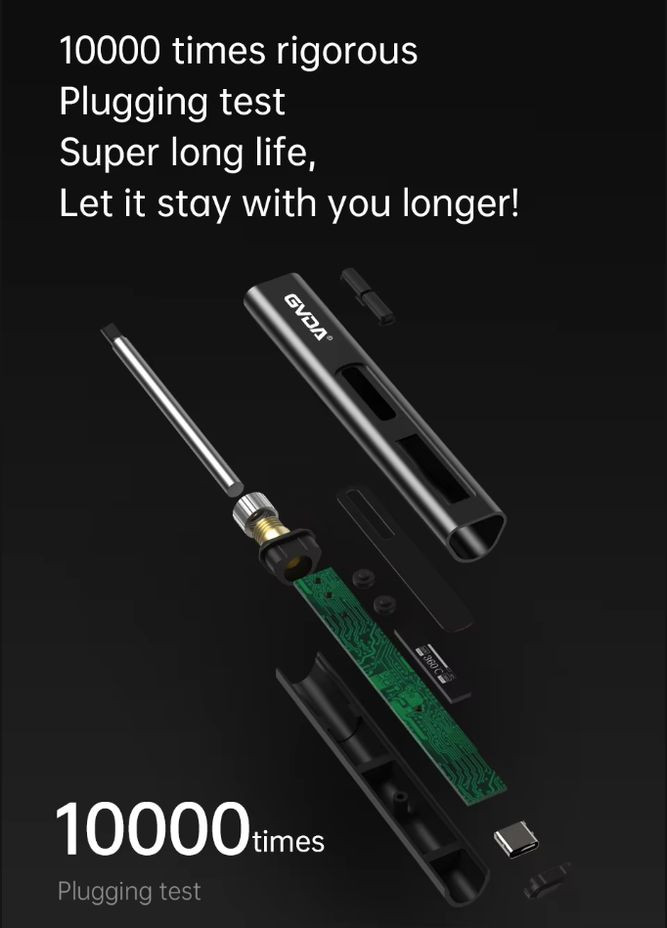 USB паяльник GD300 (65Вт, 420 град.) + блок живлення PD 65W, 5 жал, кабель Type-C, припій, підставка GVDA (327430346)