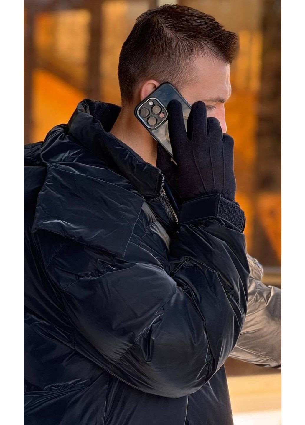 Перчатки мужские сенсорные на меху черные anjela (365623613)