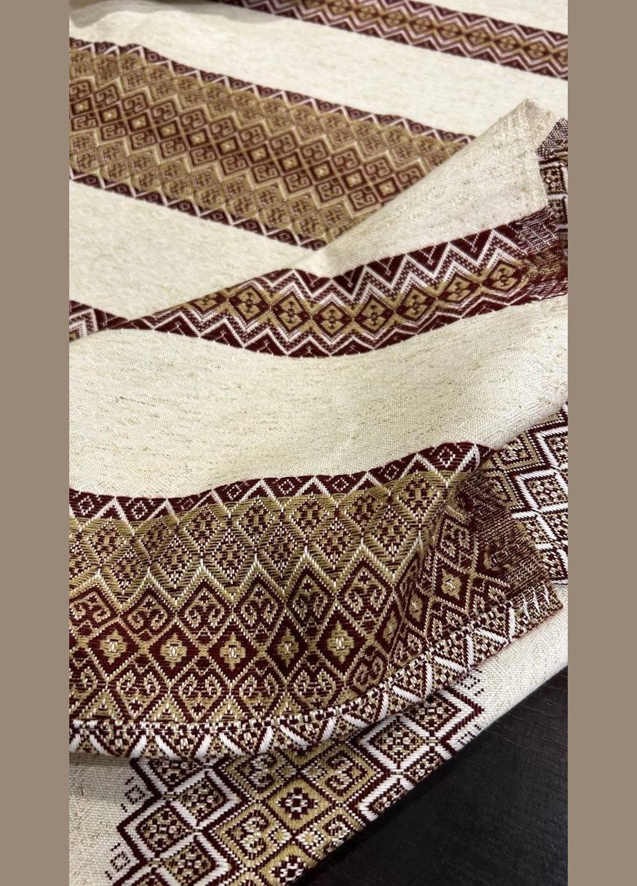 Скатерть для кухонного стола 150х180 Белый с коричневым (П4К-skatert-dom-003-02) No Brand (323161042)