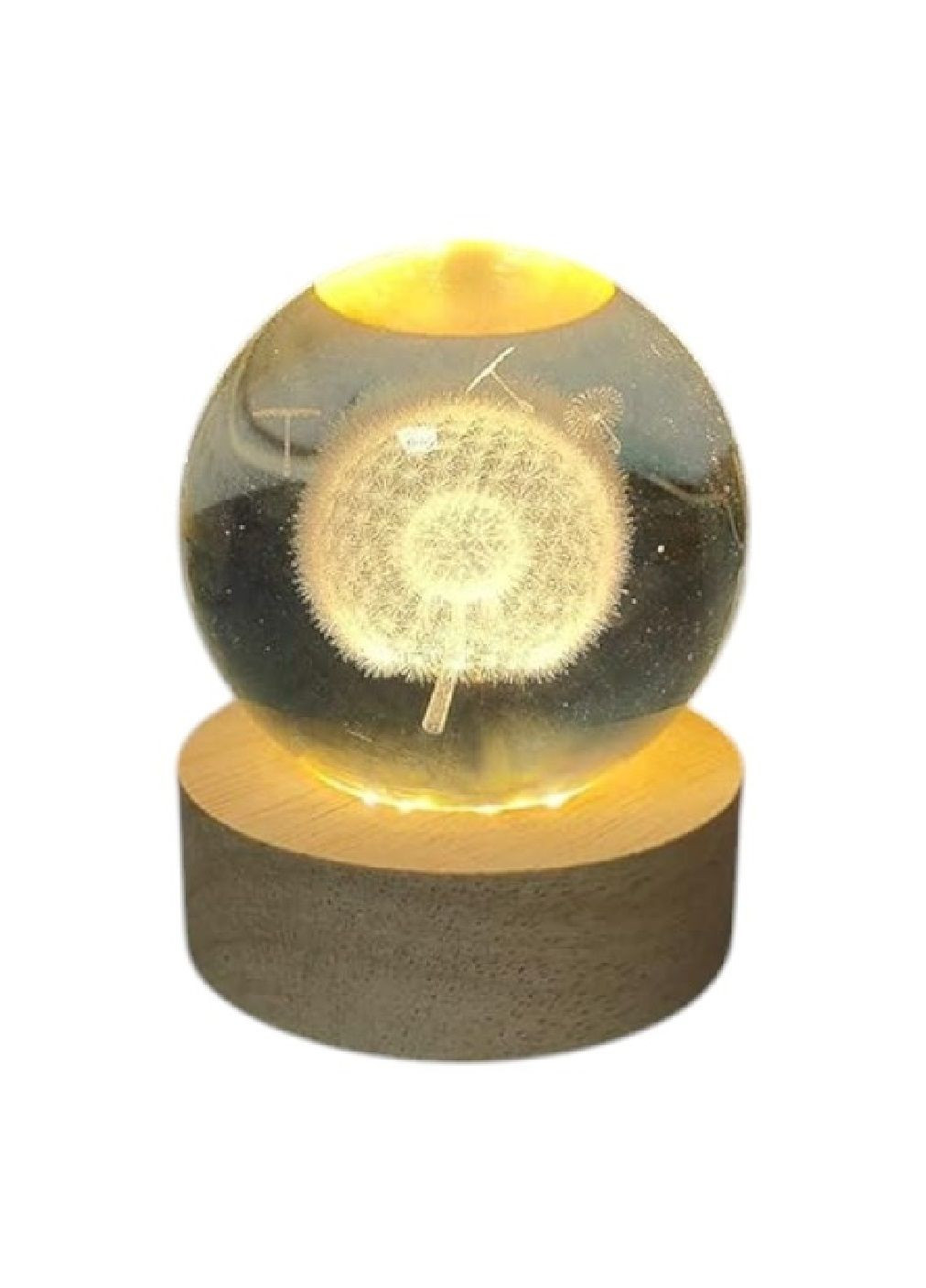 Декоративная лампа светильник ночник 3D хрустальный стеклянный шар RGВ с питанием от USB 6х6х2 см (479102-Prob) Одуванчик Unbranded (315773456)