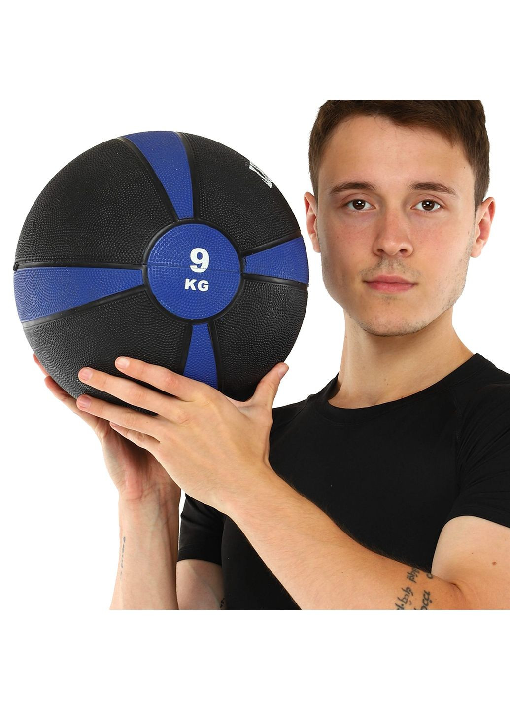 Медбол м'яч медичний Medicine Ball Синій-чорний (вага 9 кг) FI-5122-9 Zelart (367617637)