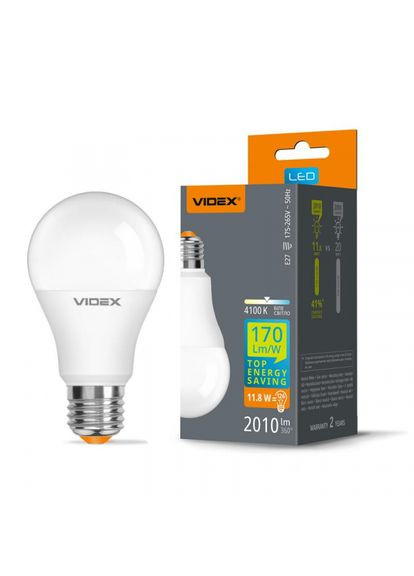 LED лампа A60h 11.8W E27 4100K Videx (370241701)