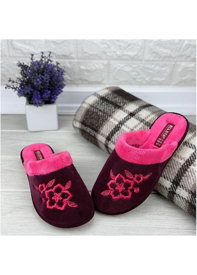 Бордовые тапочки кiмнатнi жiночi е-00210-1 бордовi No Brand