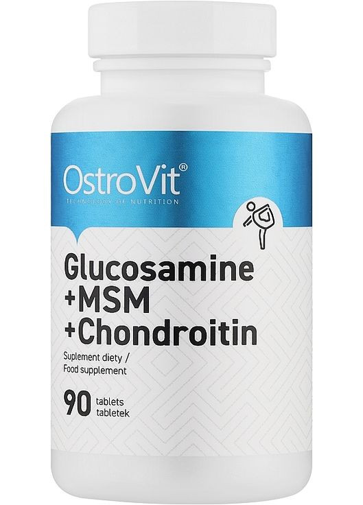 Глюкозамін, хондроїтин і МСМ, у таблетках Glucosamine + MSM + Chondroitin 90шт (1398109-26181382) Ostrovit (368639893)