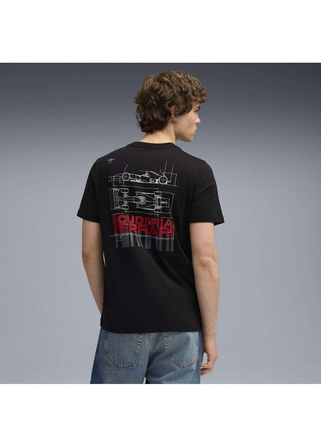 Черная футболка scuderia ferrari sportswear car graphic tee men Puma