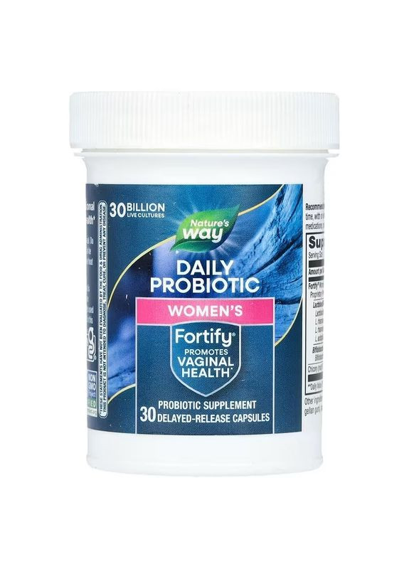 Пробиотики и пребиотик для женщин, 30 млрд КОЕ, Fortify, Women's Probiotic + Prebiotics, 30 вегетарианских капсул Nature's Way (327878644)