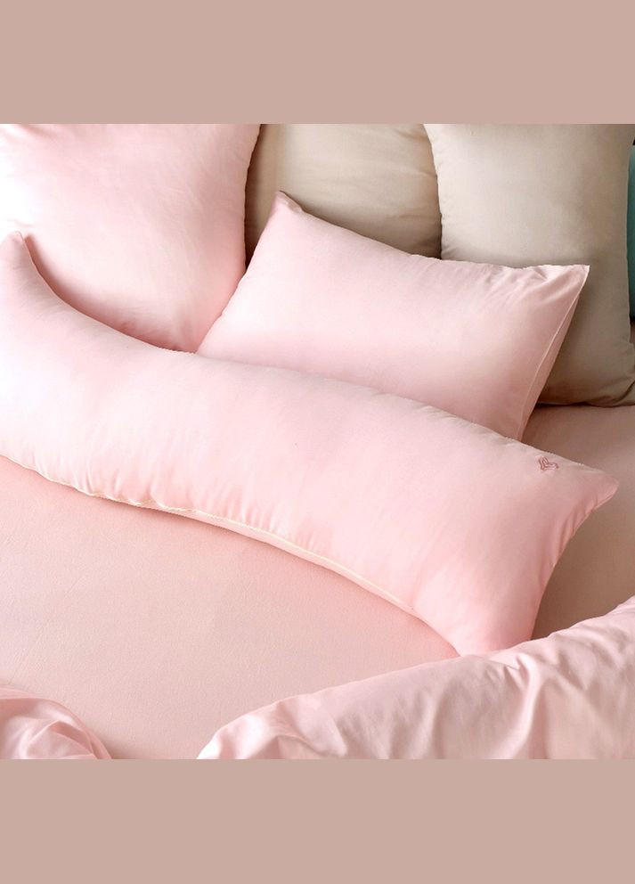 Наволочка для подушки S-Form 40х130 см, сатин, бавовна, колір пудра, натуральна тканина, з блискавкою та вишивкою IDEIA (342128547)