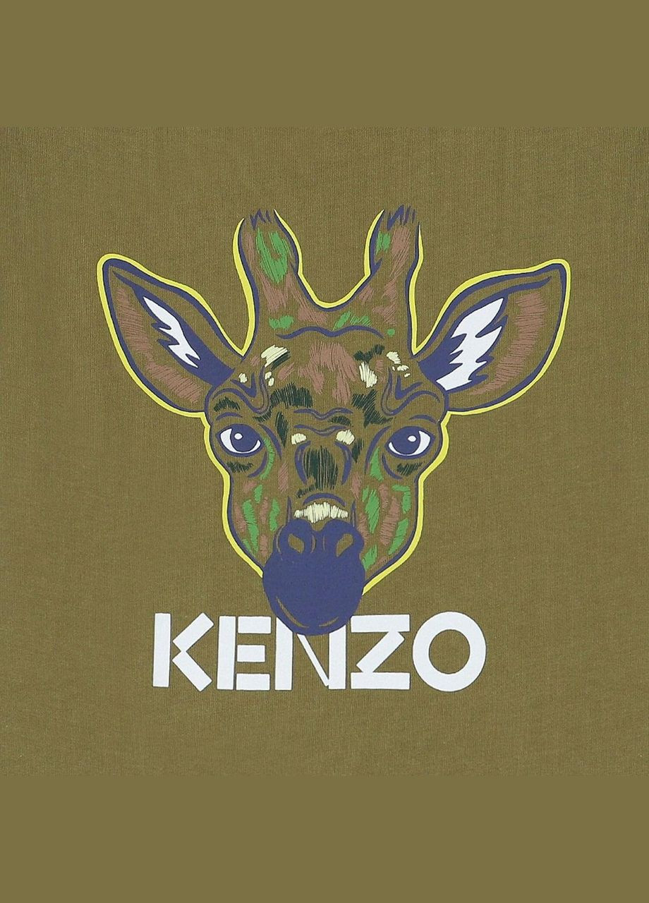 Хакі (оливкова) демісезонна футболка, арт. 25781, жираф, 152 см, 12 років Kenzo