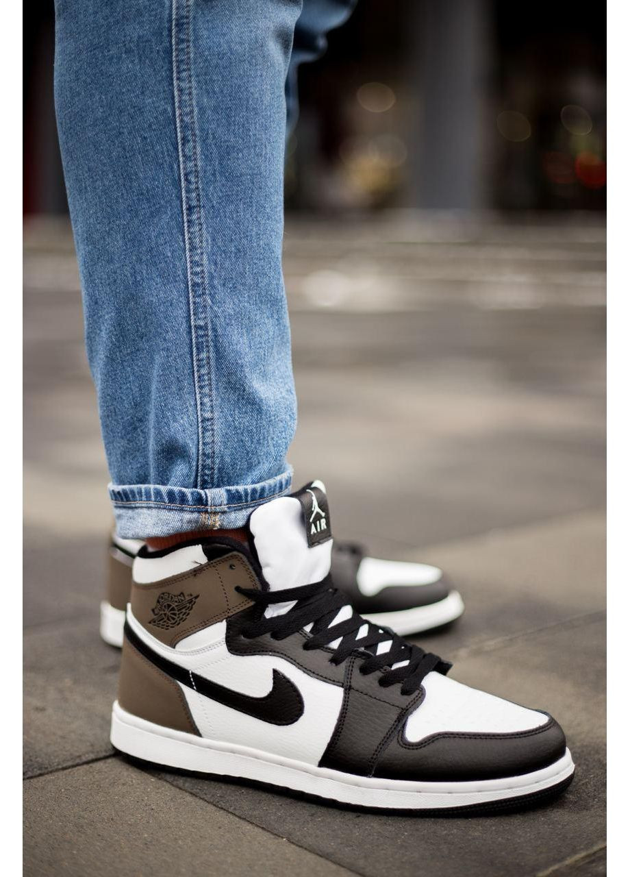 Білі Зимовий кросівки чоловічі nike air jordan retro 1 high dark mocha winter найк аір джордан No Brand