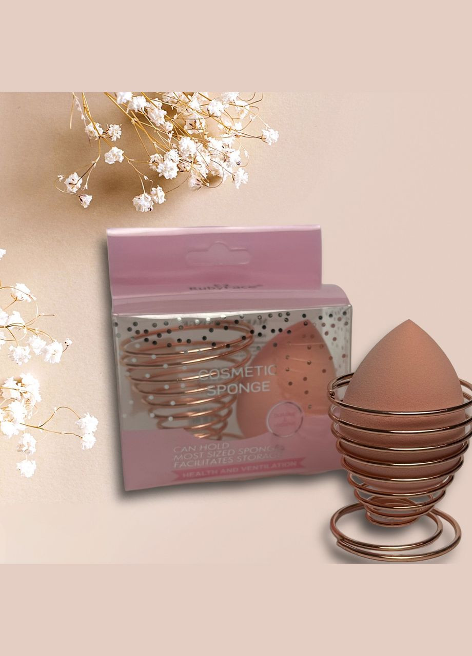Спонж для макіяжу на металевій підставці, пудровий No Brand (302490551)