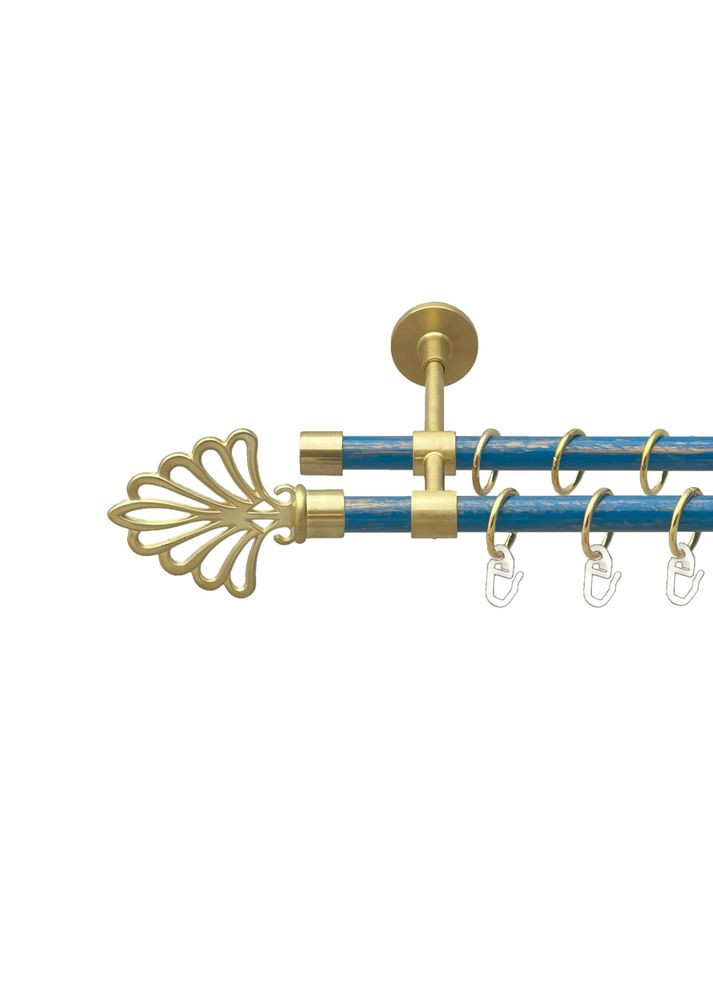 Карниз Модерн металлический двухрядный закрытый гладкая труба Золото Матовое - Голубая 16\16 мм 160 см (00-00025076) ORVIT (300846138)