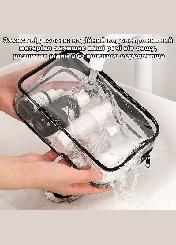 Органайзер косметичка прозрачная на молнии в дорогу средних размеров для путешествий 18х12х6см No Brand (318065801)