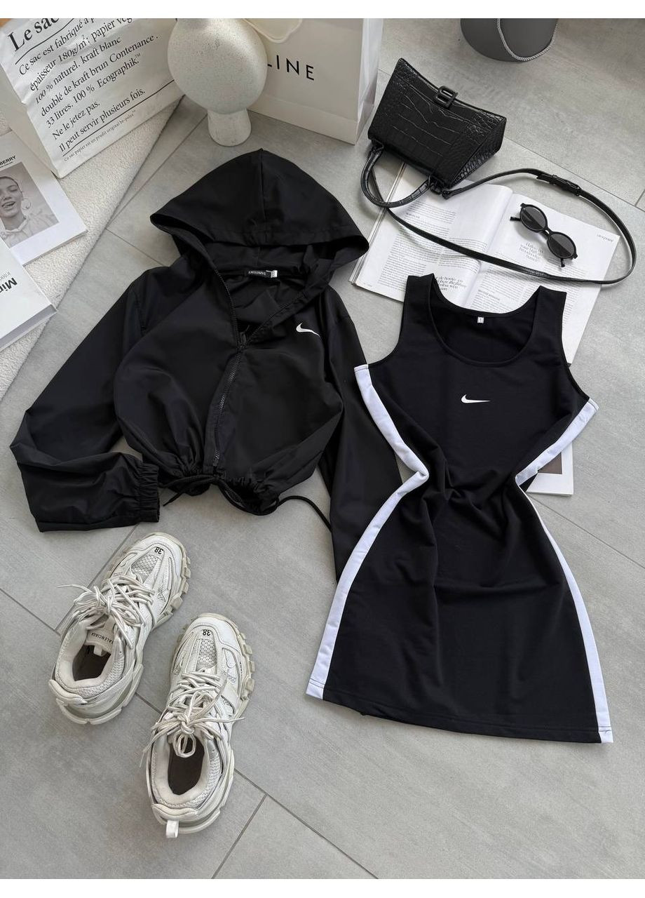 Костюм (ветровка, платье), цвет Черный No Brand (361124384)