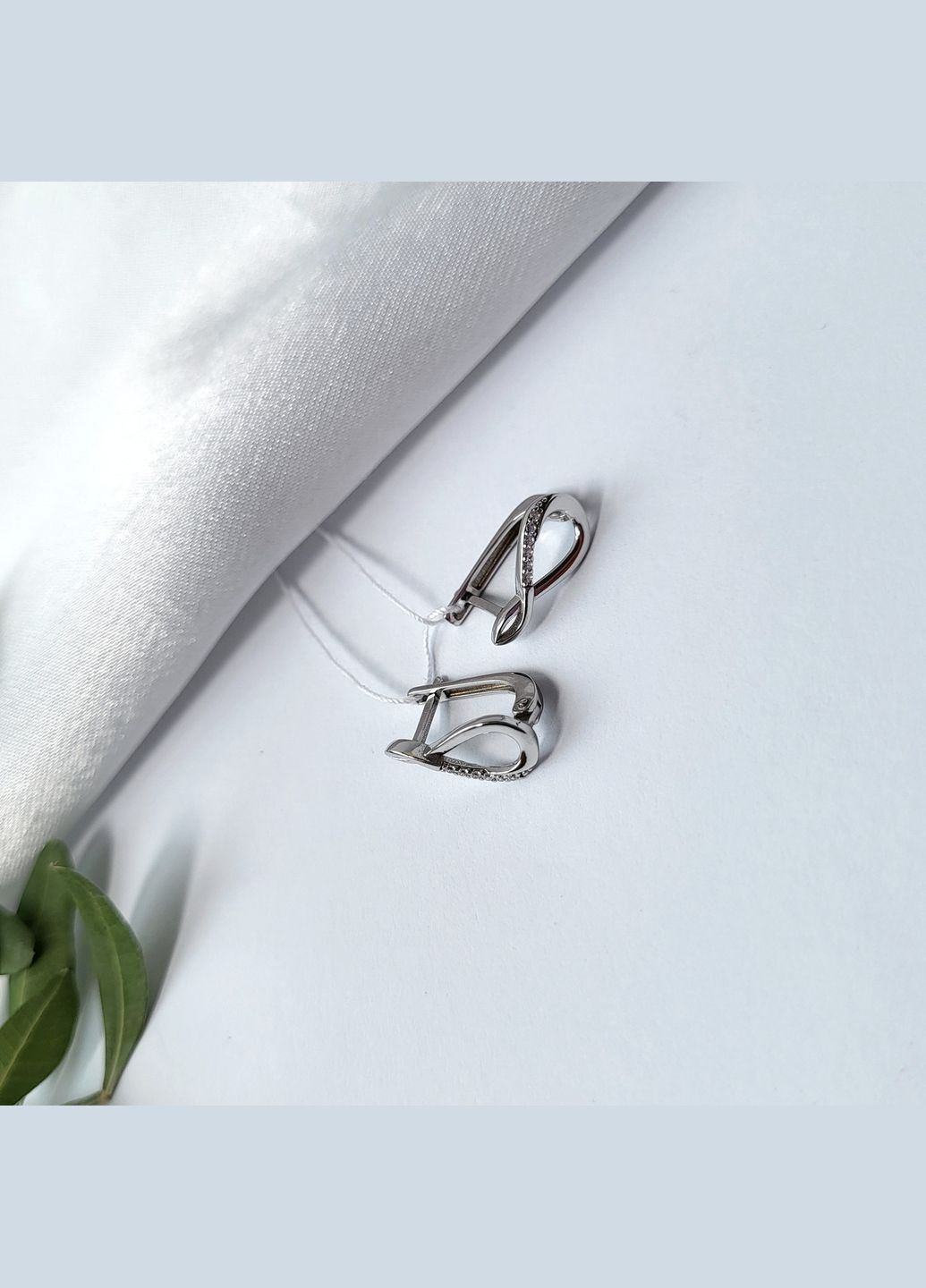 Серебряные серёжки (пара) серьги с Белыми камнями серебро 925 пробы покрыто родием 1561 1.53г No Brand (306741862)