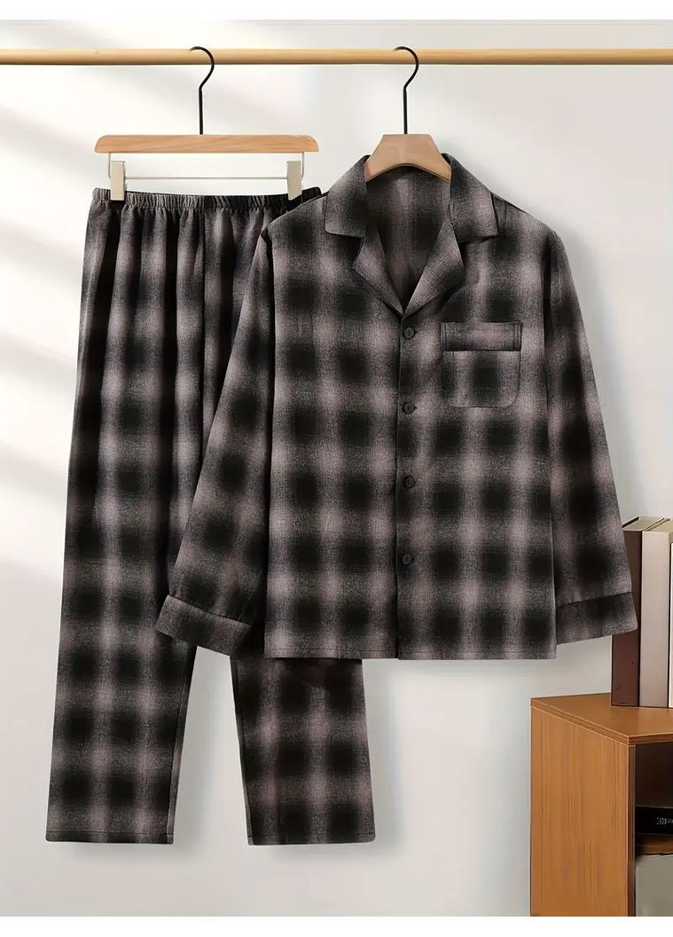 Чоловічий зимовий піжамний комплект L/XL No Brand (364366105)