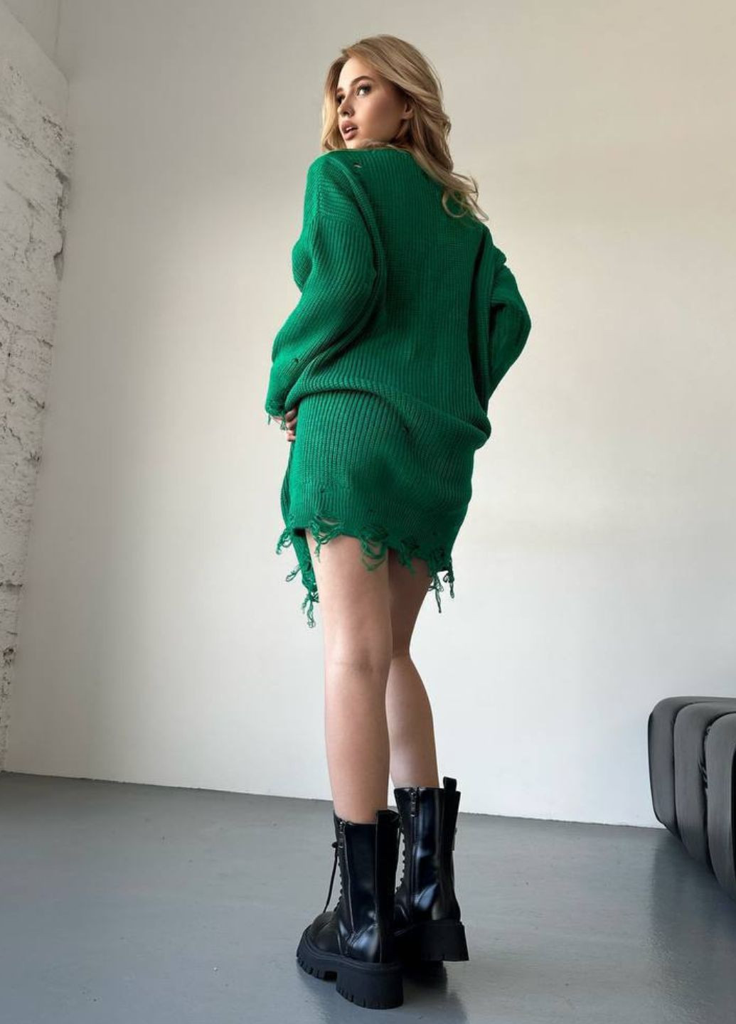 В'язана туніка оверсайз з рваними елементами Україна (328214626)