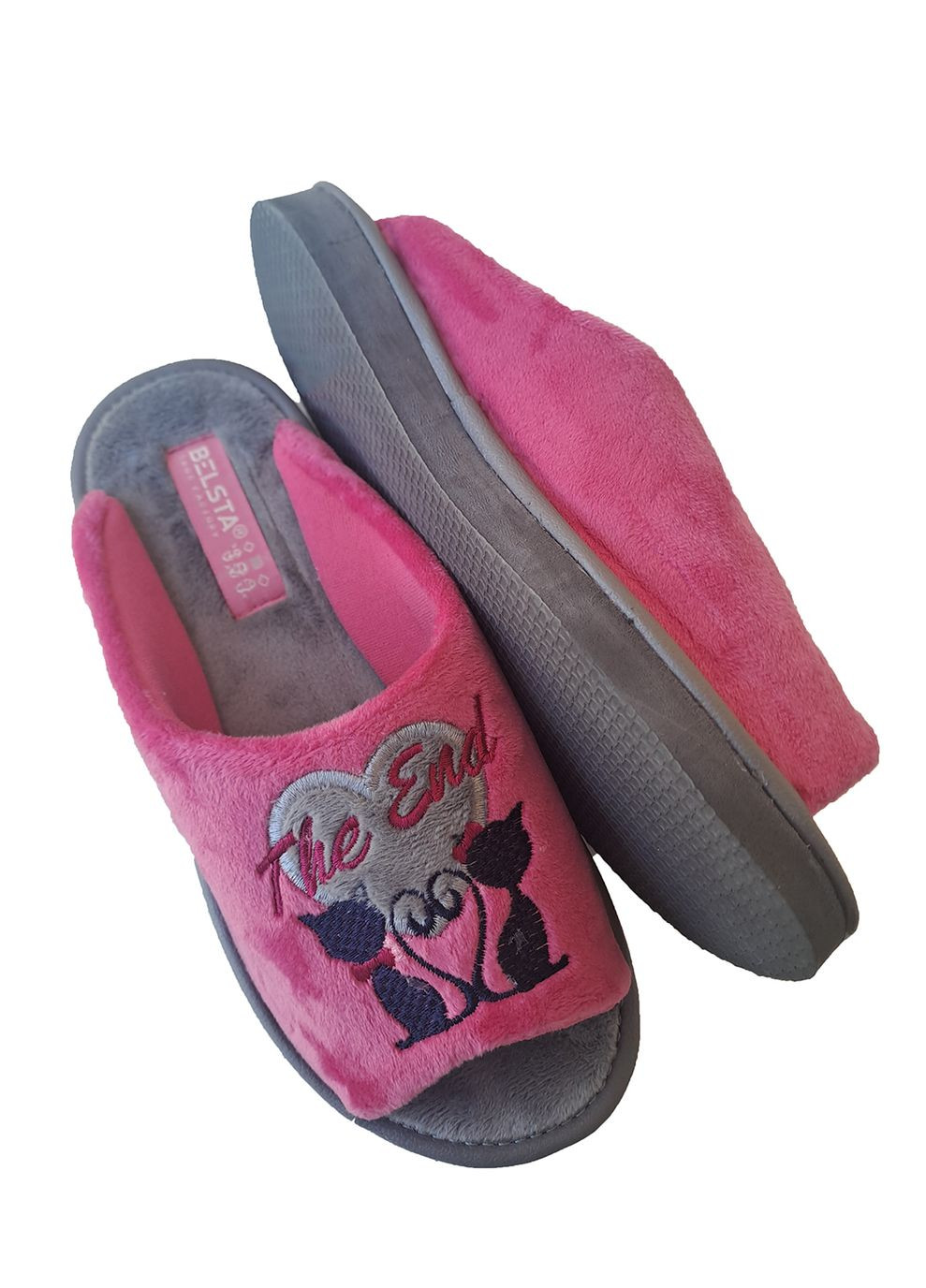 Розовые тапочки женские открытые Белста с вышивкой