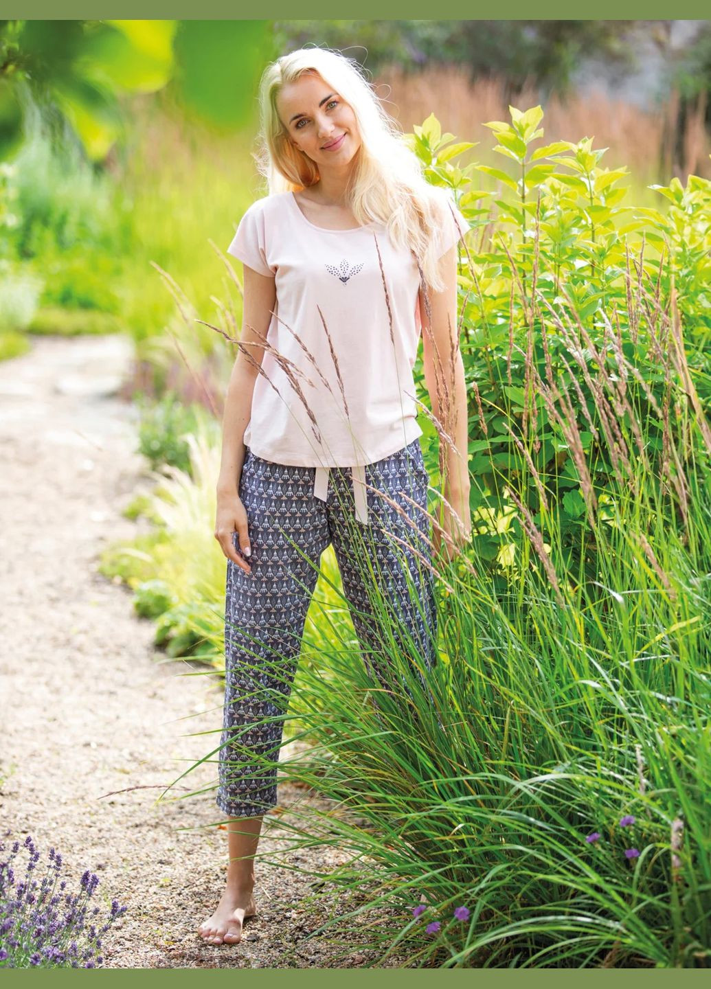 Пудрова всесезон жіноча піжама футболка + штани Key