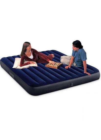Двухместный надувной матрас для сна и отдыха 64759 с велюровым покрытием 152х203х25 см Intex (350349170)