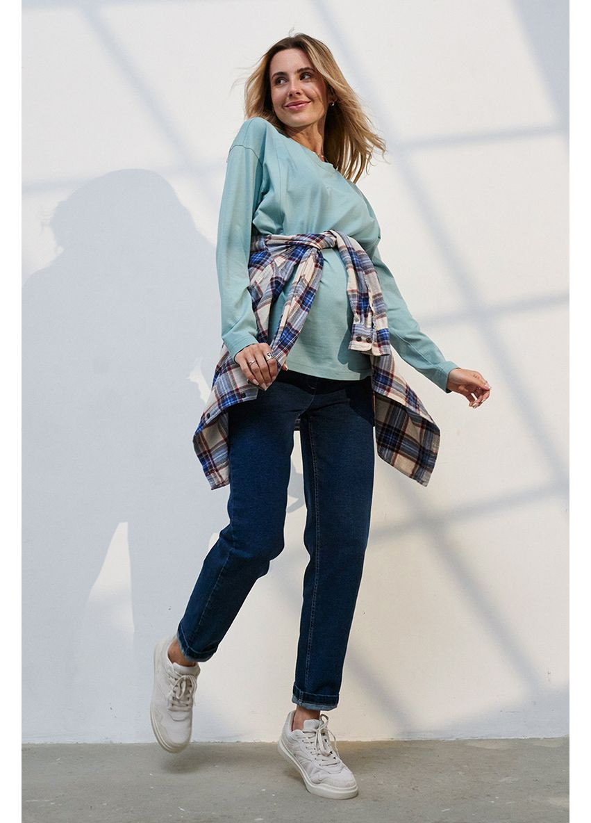 Трендові джинси для вагітних Mom fit з високою спинкою темно сині Юла мама - (352539050)