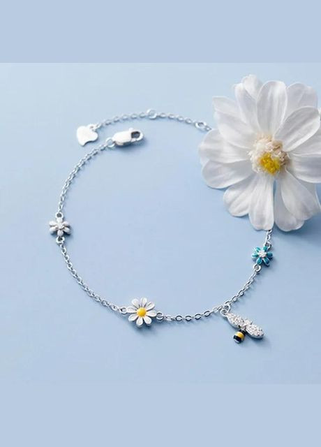 Жіночий браслет у вигляді бджілки з кристалами і квітами ромашки красивий браслет на руку Fashion Jewelry (285814494)